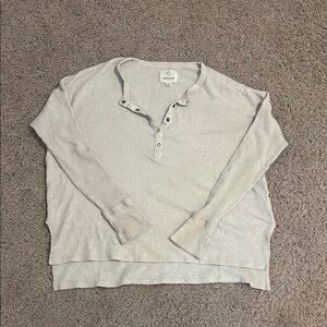 Aerie Gray Long Sleeve Henley Top